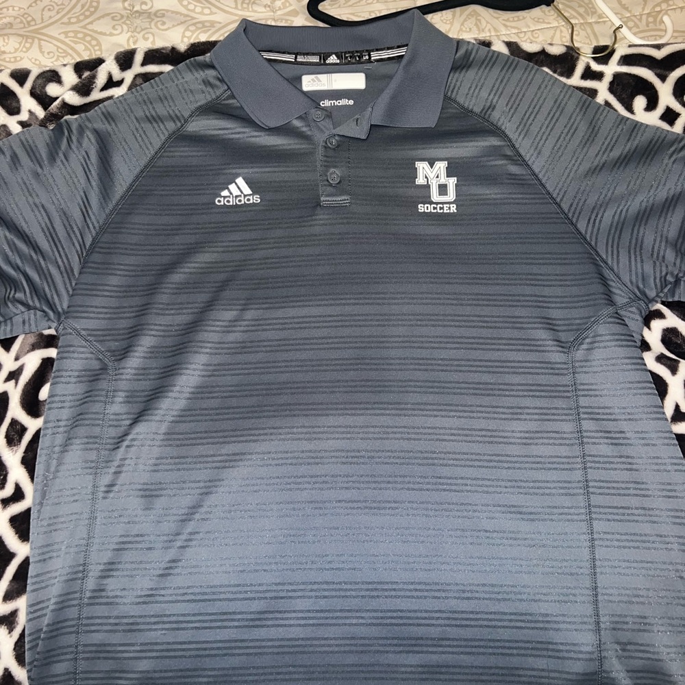 LARGE GREY MERCER UNIVERSITY SOCCER POLO CLIMALITE ADIDAS